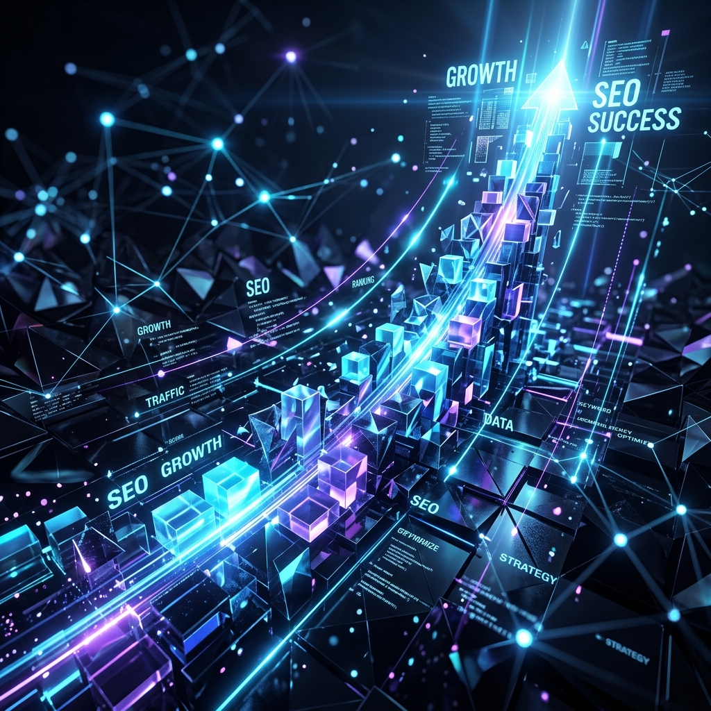 Abstract 3D glowing data pipeline representing growth